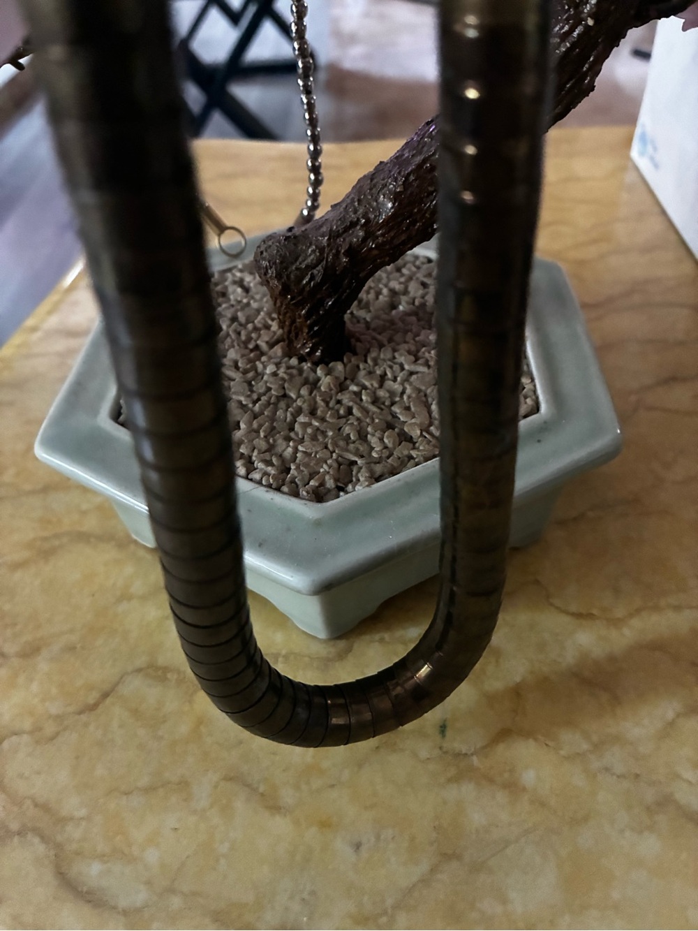Vintage NA coil caps brass long necklace